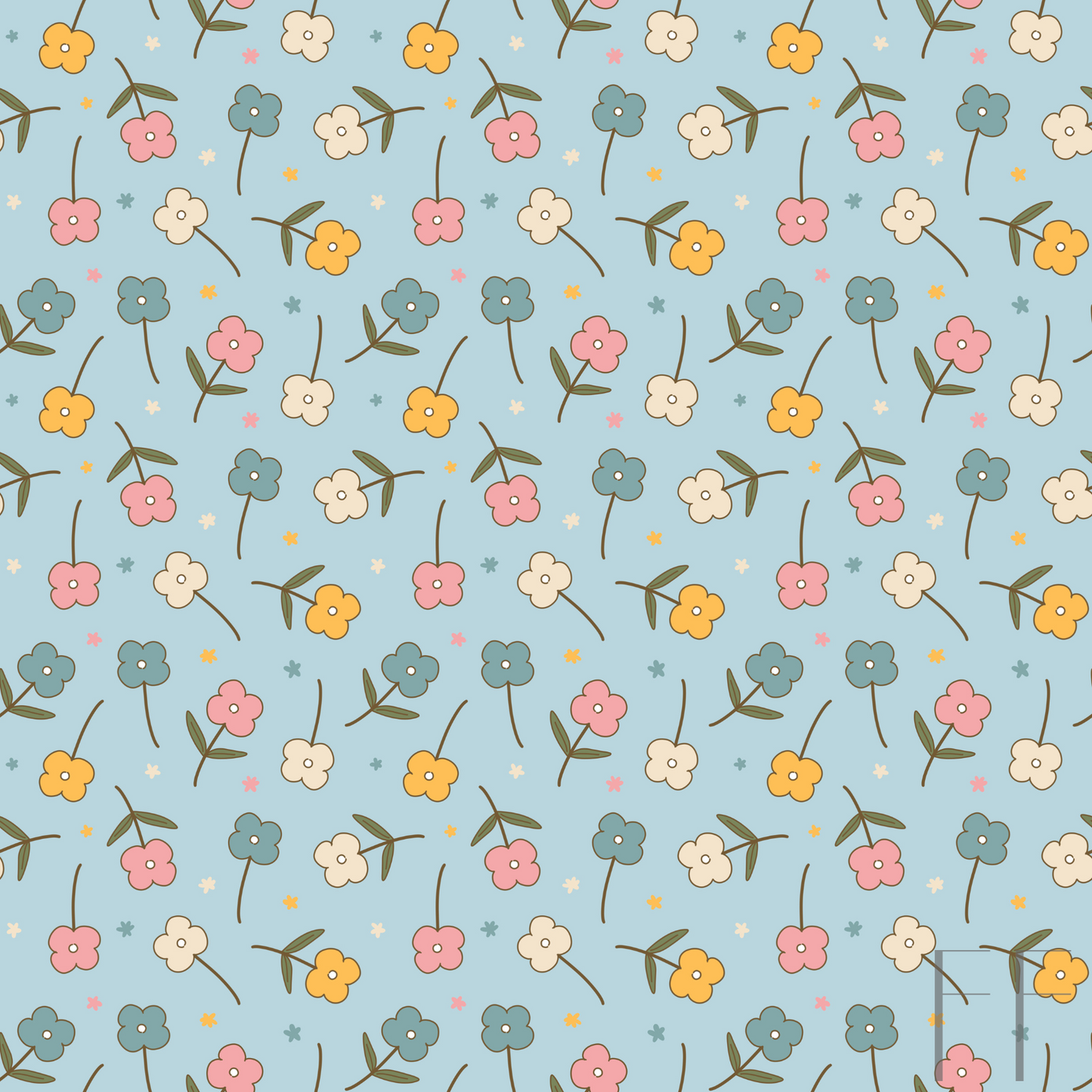 Blue pastel floral