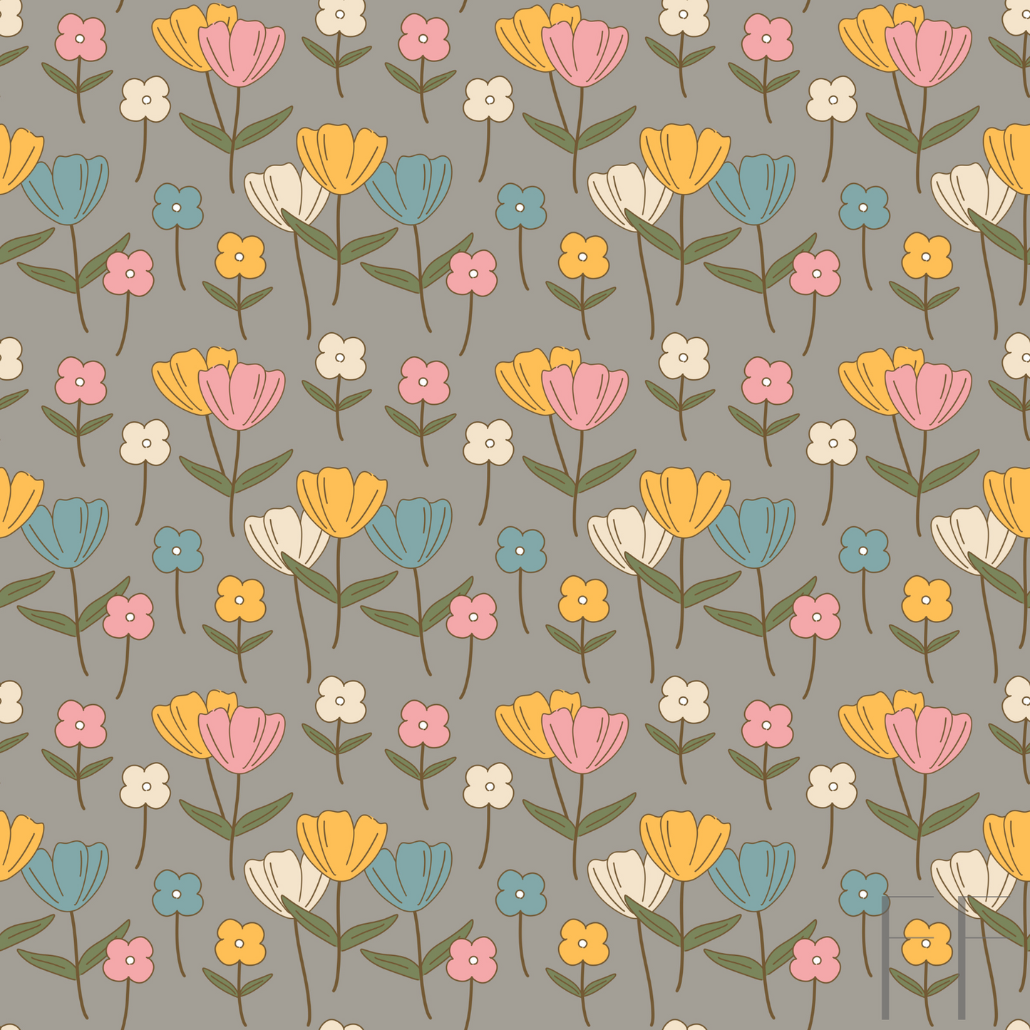 Grey Pastel Floral