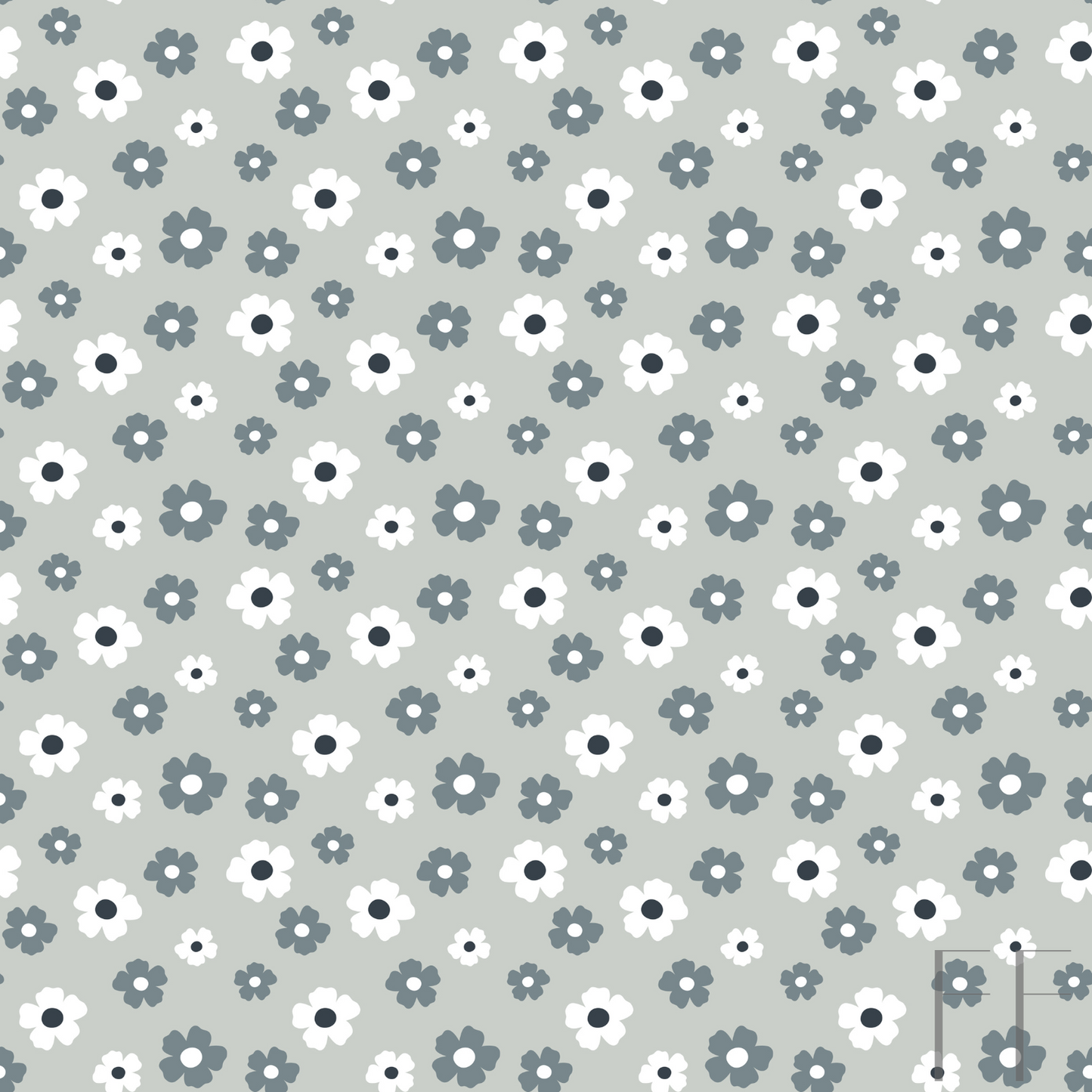 Grey, white floral