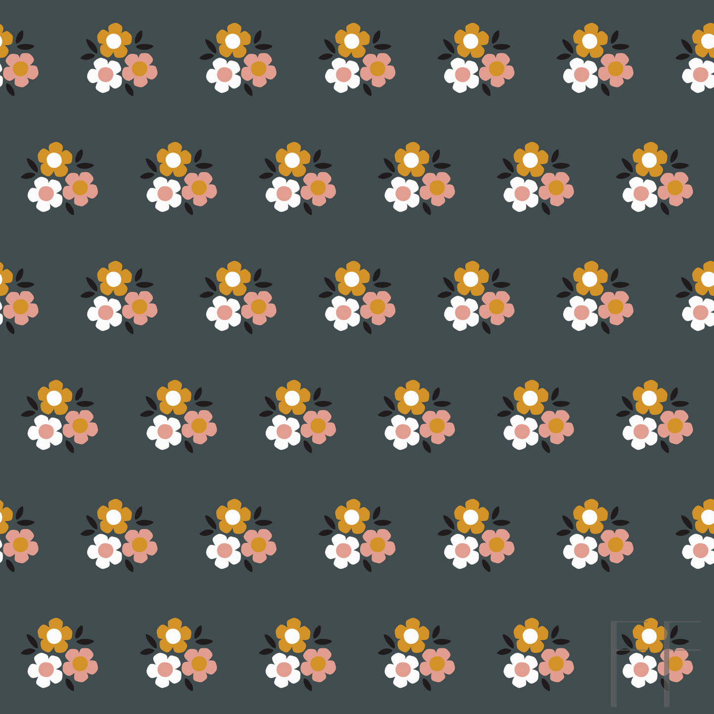 Orange Grey Floral