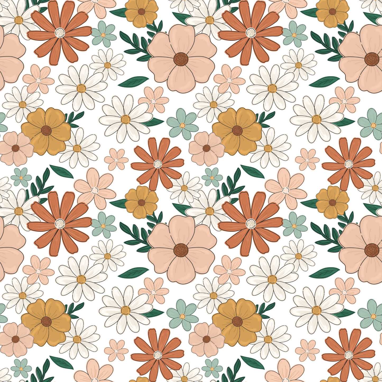 Peach, white floral
