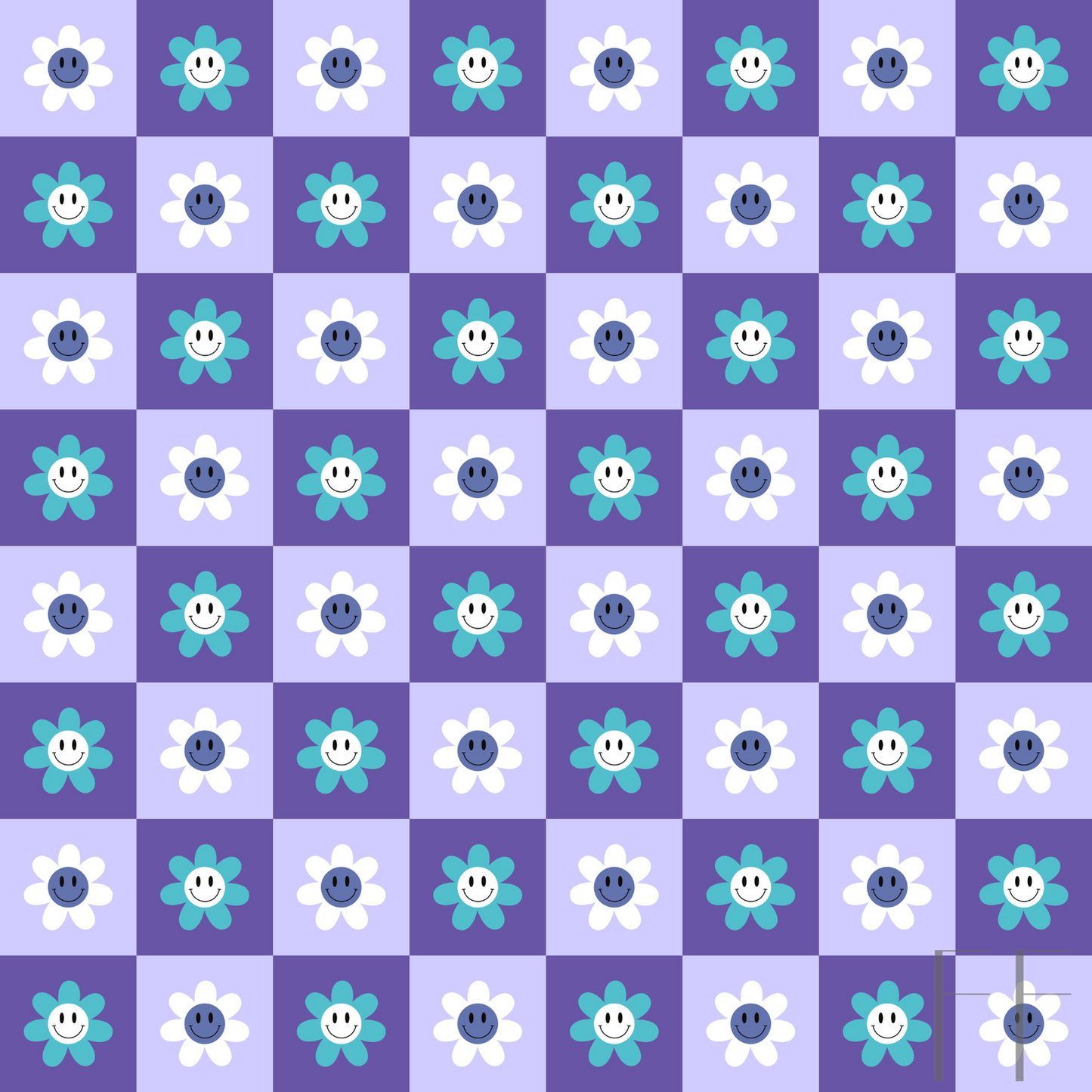 Teal, purple check