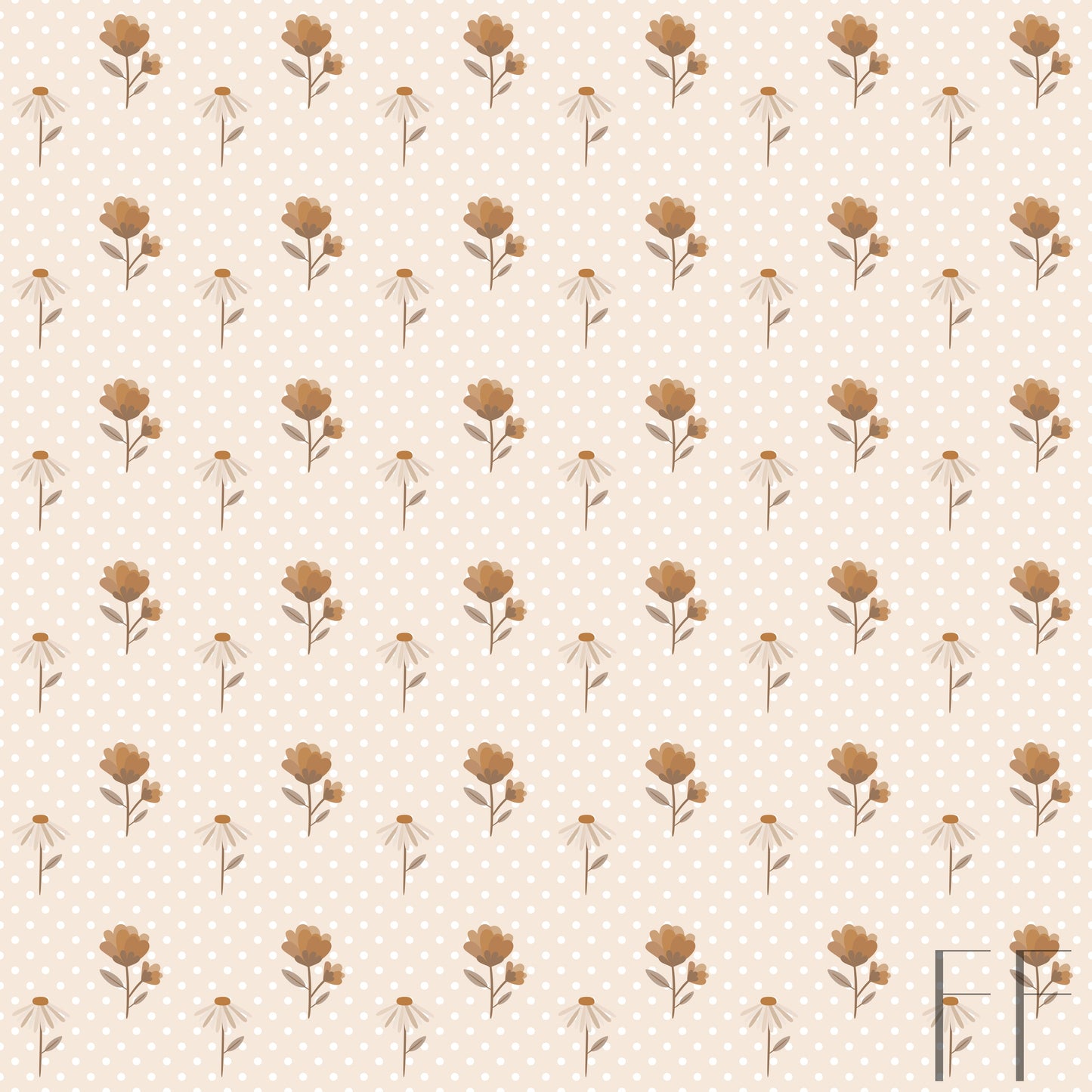 Garden flowers on polka dots