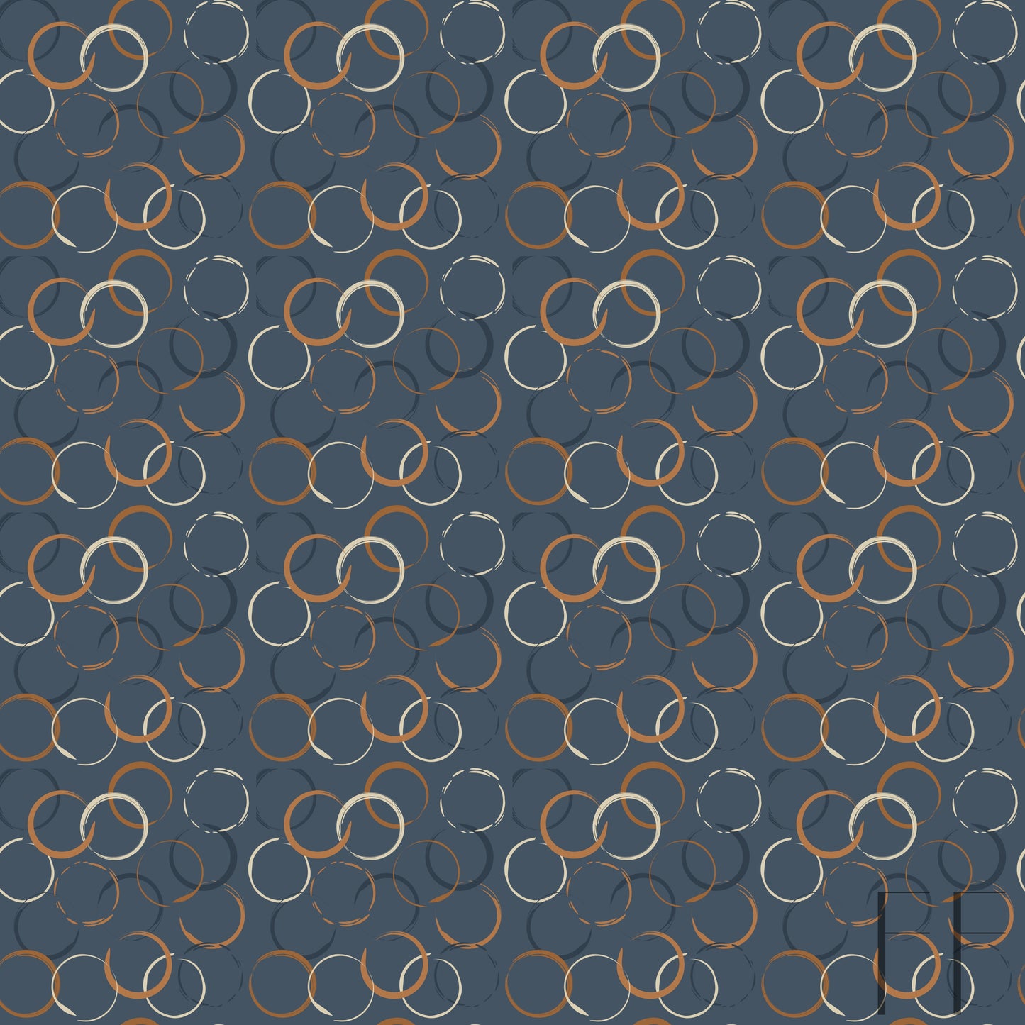 Rust sketch circle on navy