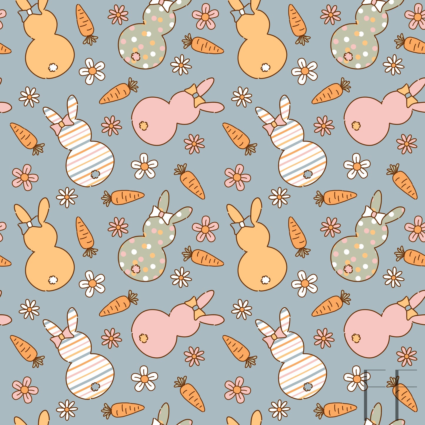 Spring bunnies blue