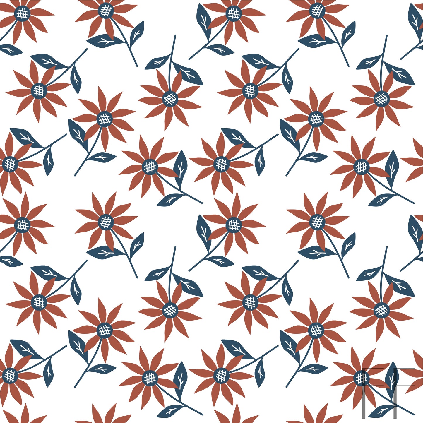 Orange floral on white