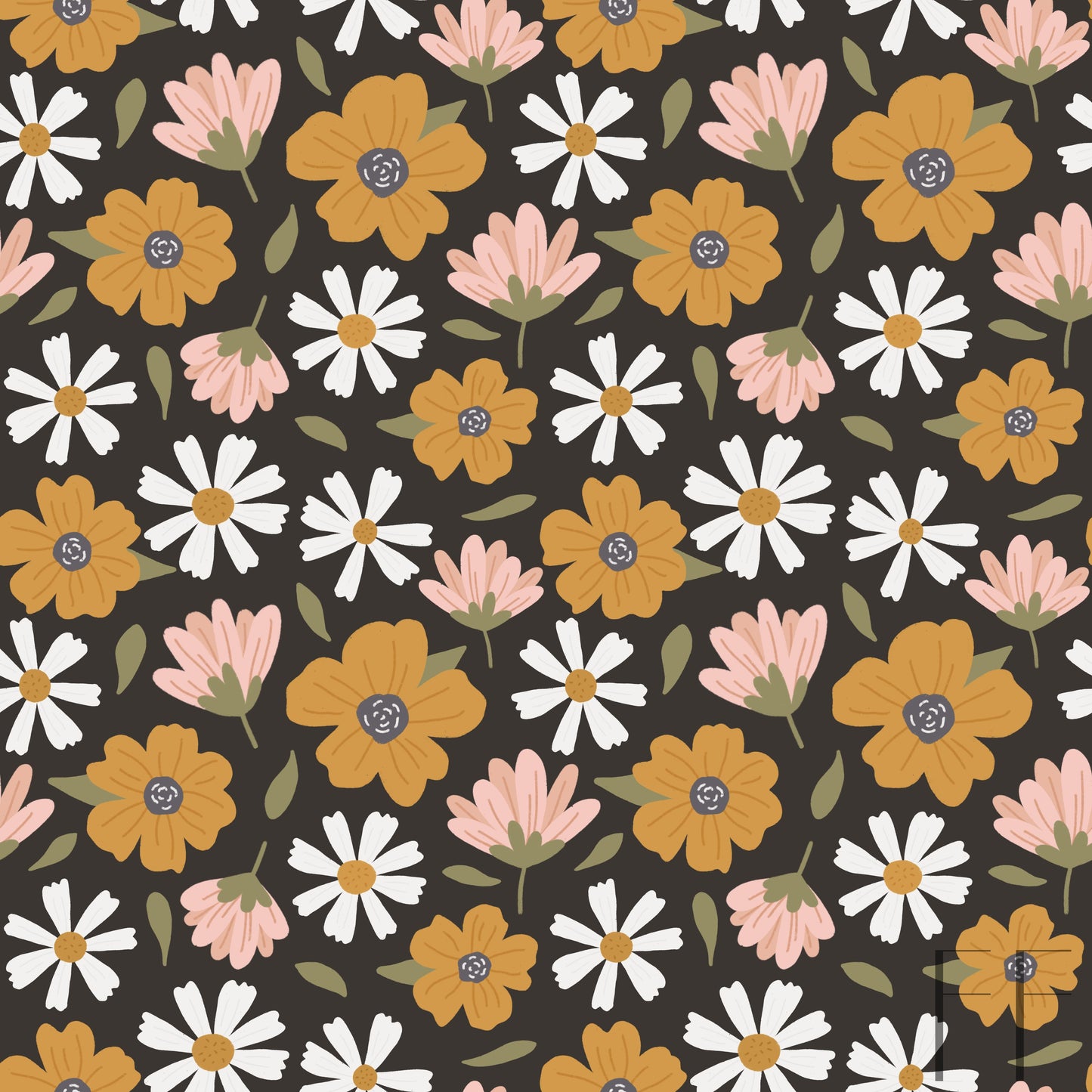 Wildflowers on black