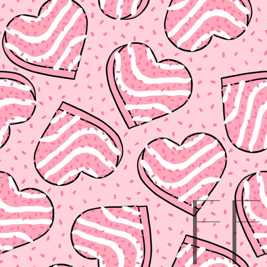 Heart Valentine Cakes Pink Bg raspberry pattern