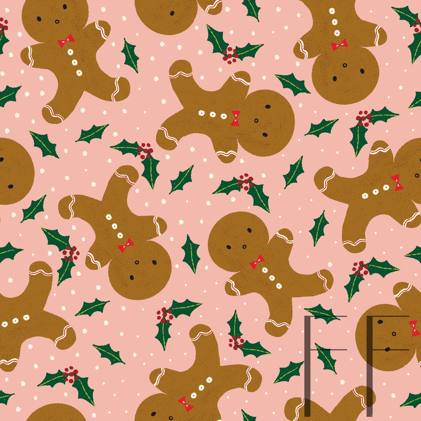 Gingerbread Men Dusky pink raspberry Pattern