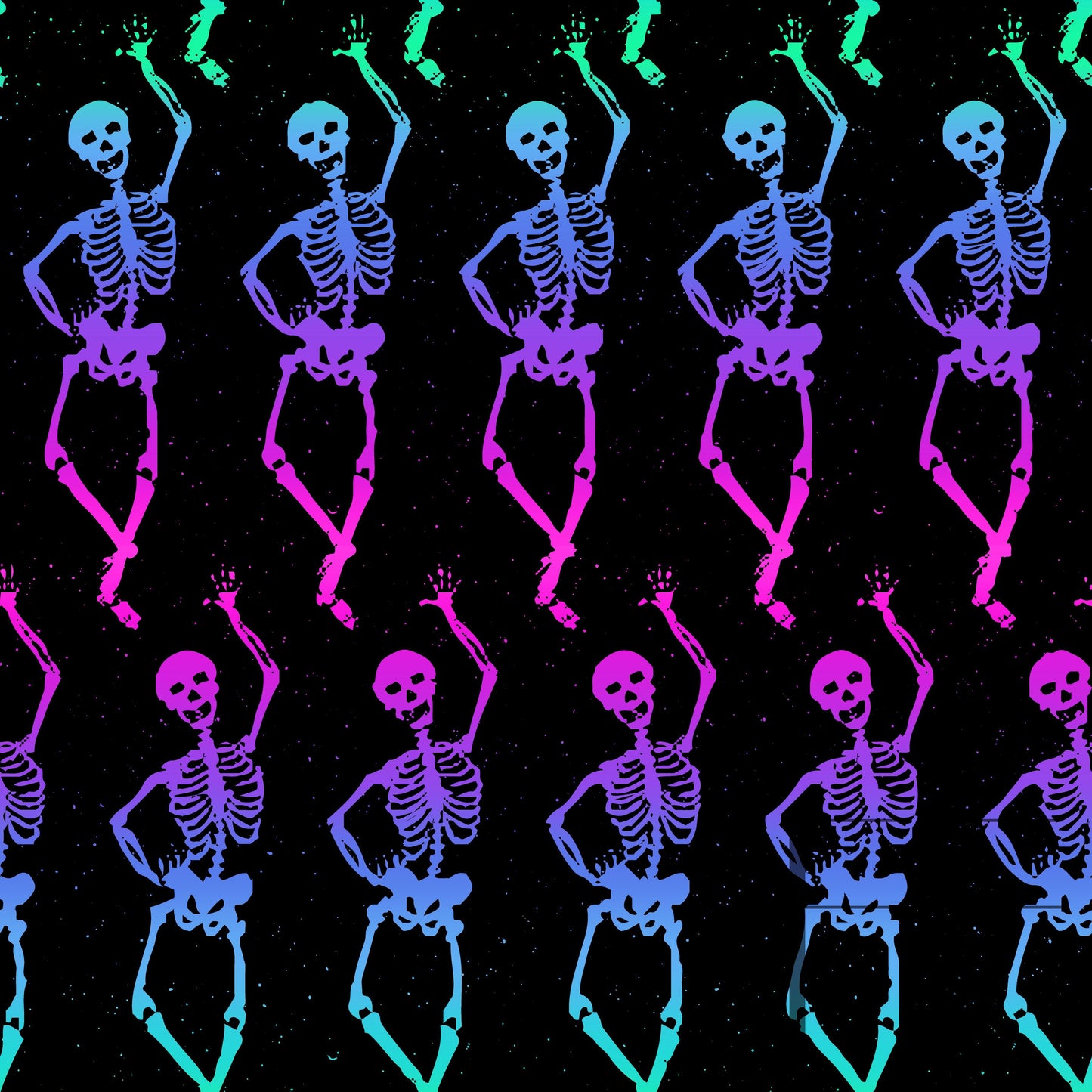 Dancing Skeletons Rainbow raspberry Pattern