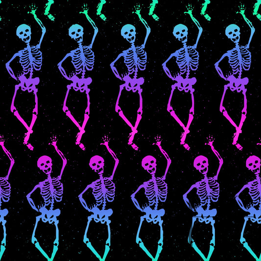 Dancing Skeletons Rainbow raspberry Pattern