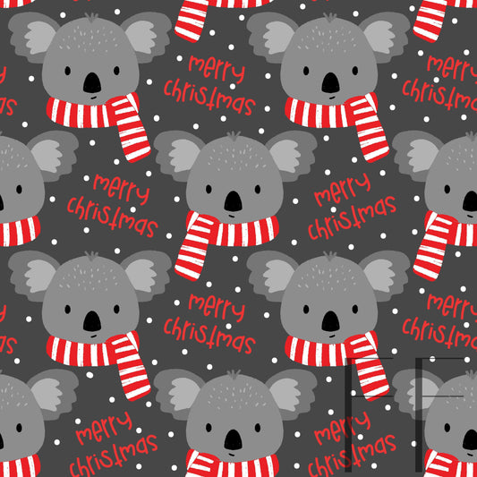 Koala Merry Christmas Grey raspberry Pattern