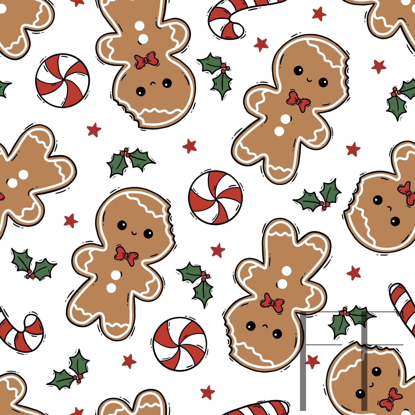 Gingerbread Boy with Bow Raspberry Pattern