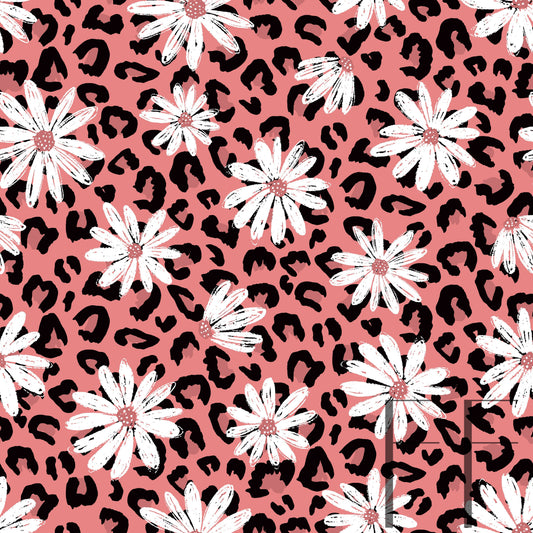 Rose Leopard Daisy Raspberry Pattern