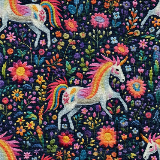 Floral Unicorn Embroidery Raspberry Pattern