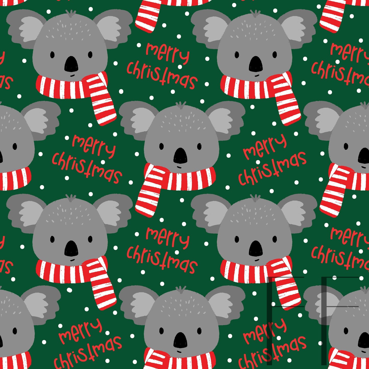 Koala Merry Christmas Dark green raspberry Pattern