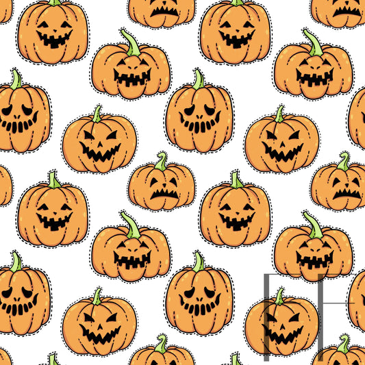 Jack o Lanterns White Raspberry Pattern