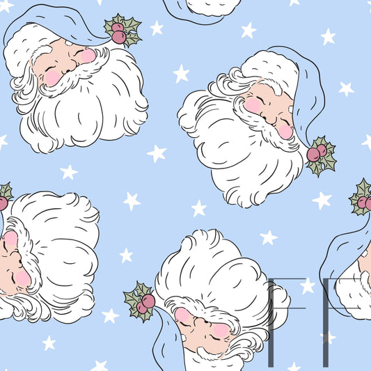 Boho Vintage Blue Santa fair skin raspberry Pattern