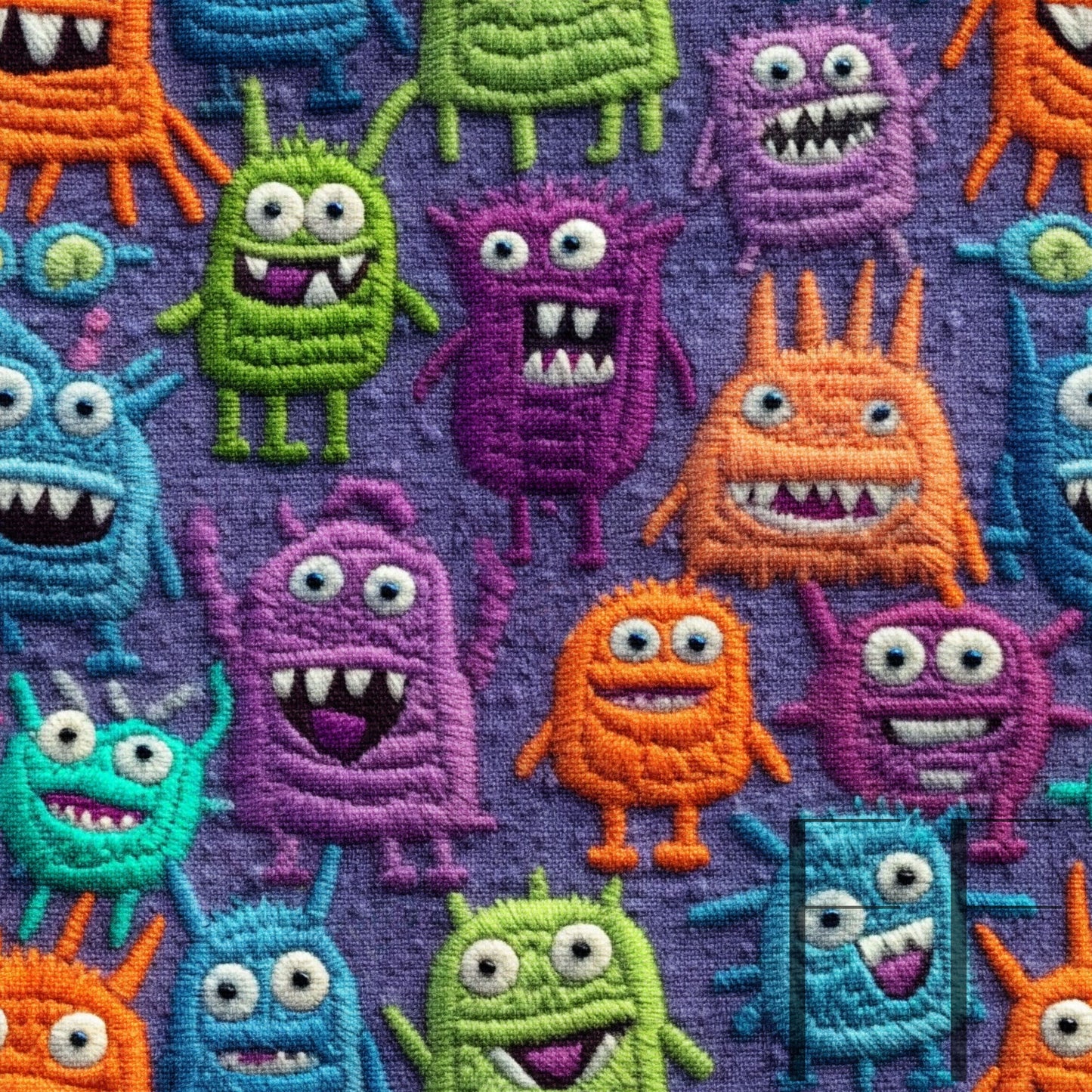 Cute Monster Embroidery Raspberry Pattern