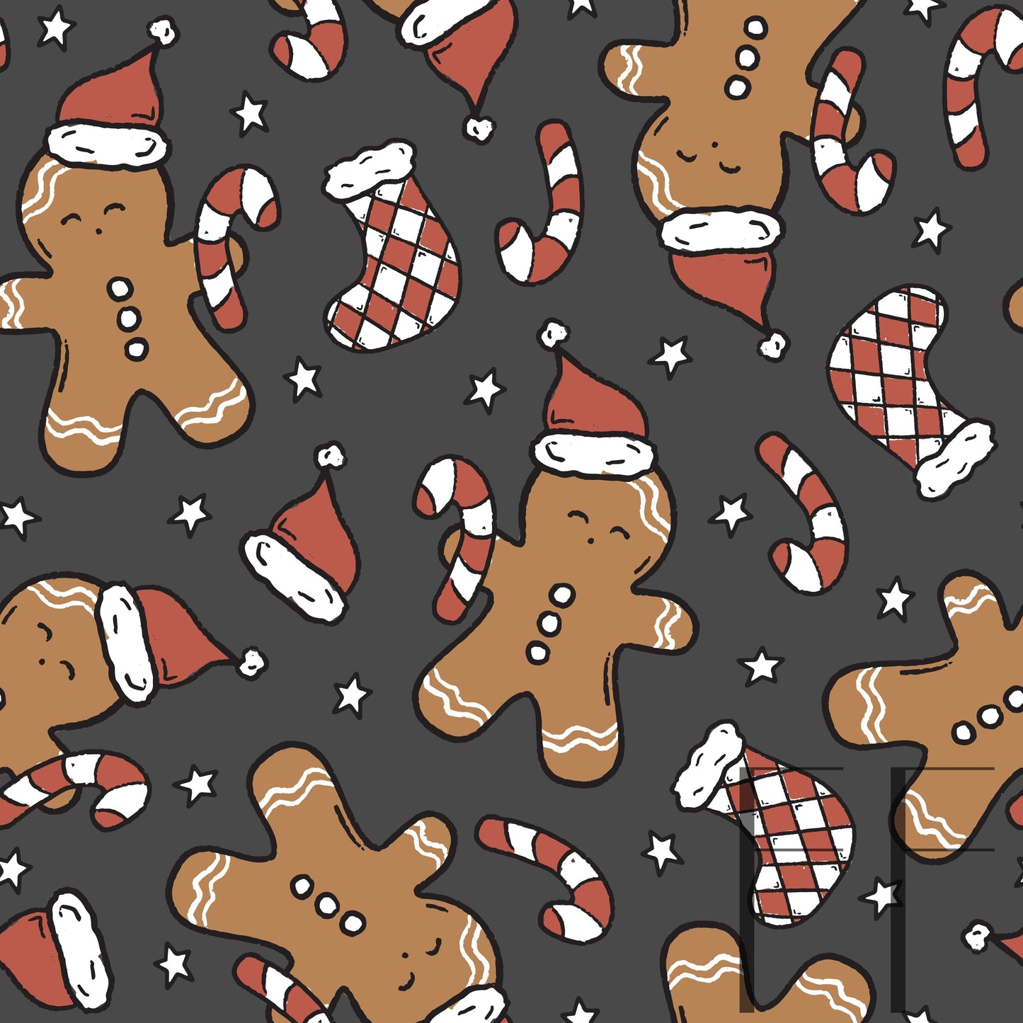 Cute Gingerbread Dark …berry Pattern