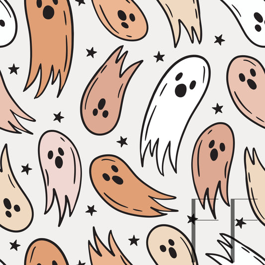 Too Cute Ghosties Peachy pastel raspberry Pattern