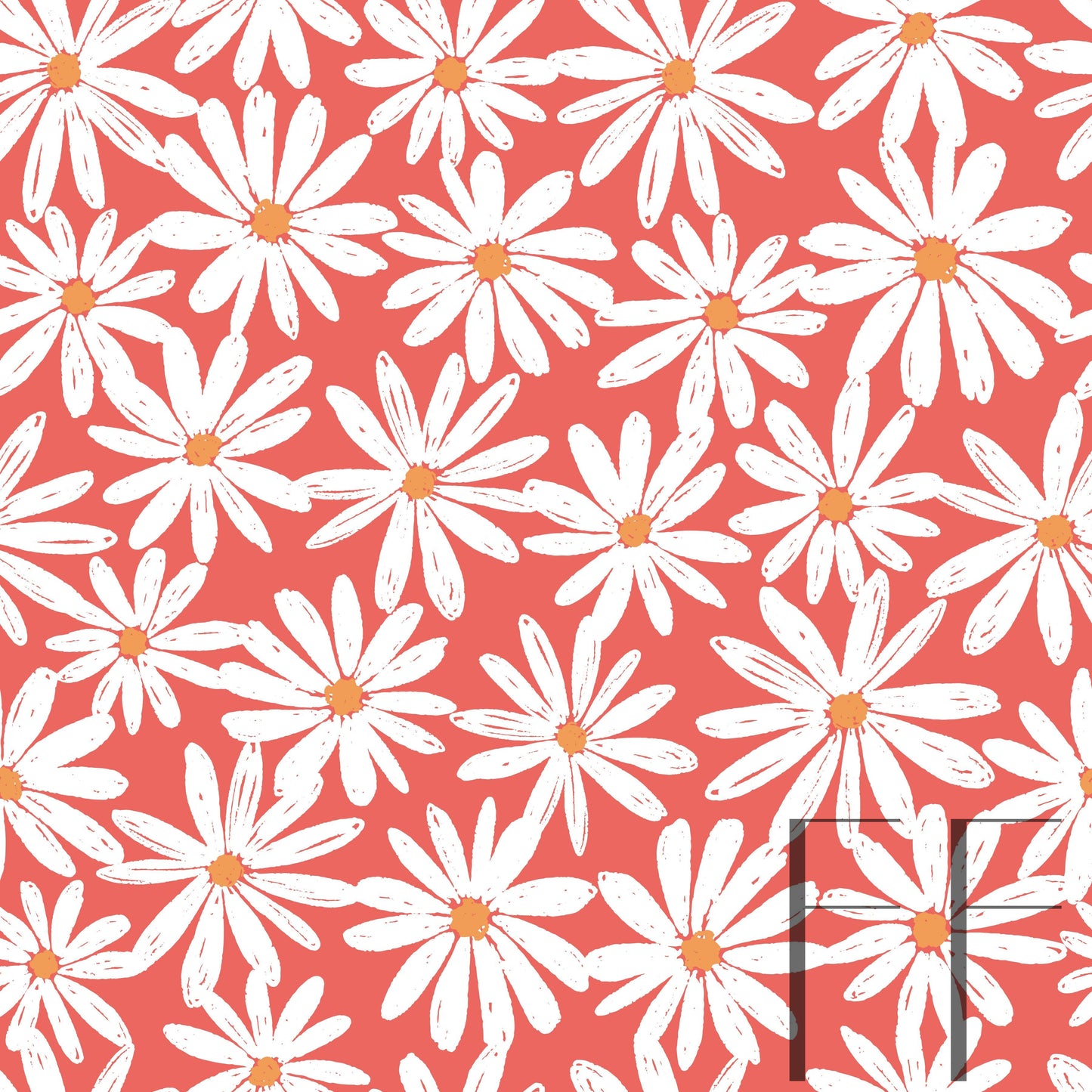 Daisy Toss Red Raspberry Pattern