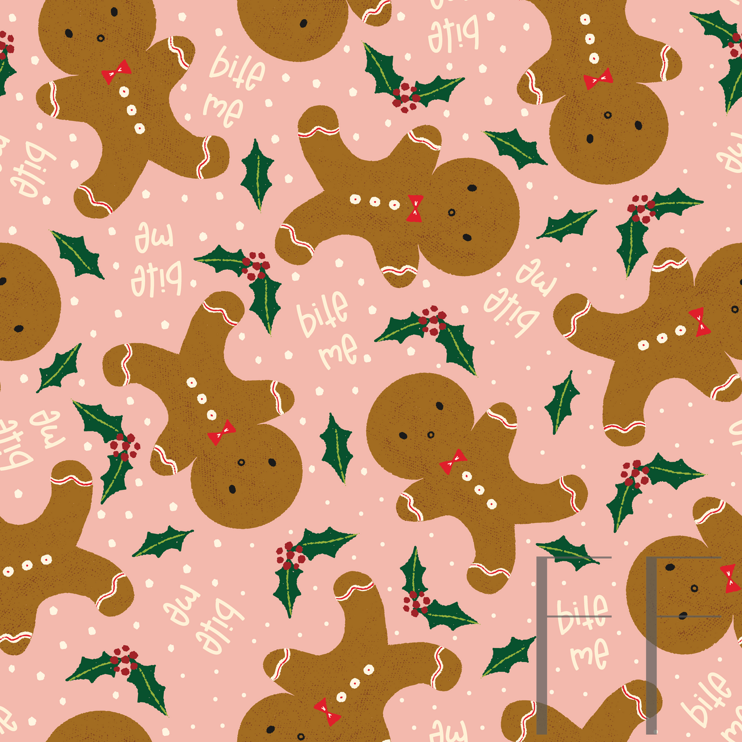 Bite Me Gingerbread Men pink raspberry Pattern