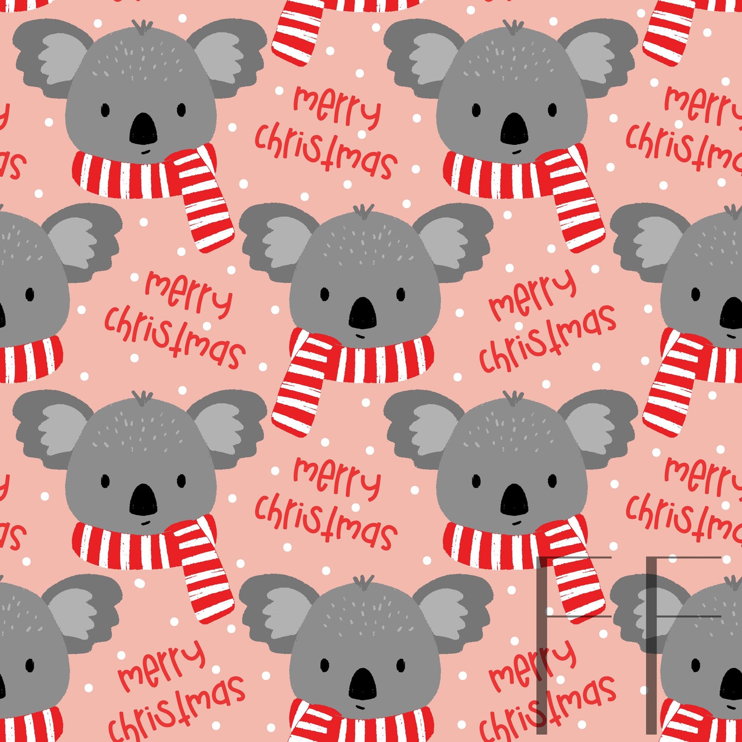 Koala Merry Christmas Pink raspberry Pattern