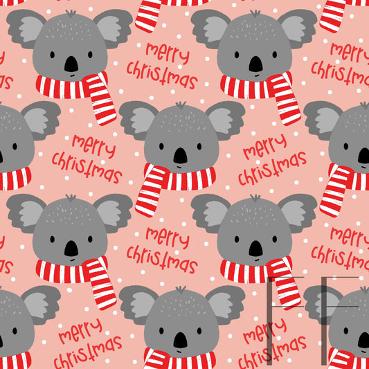 Koala Merry Christmas Pink raspberry Pattern