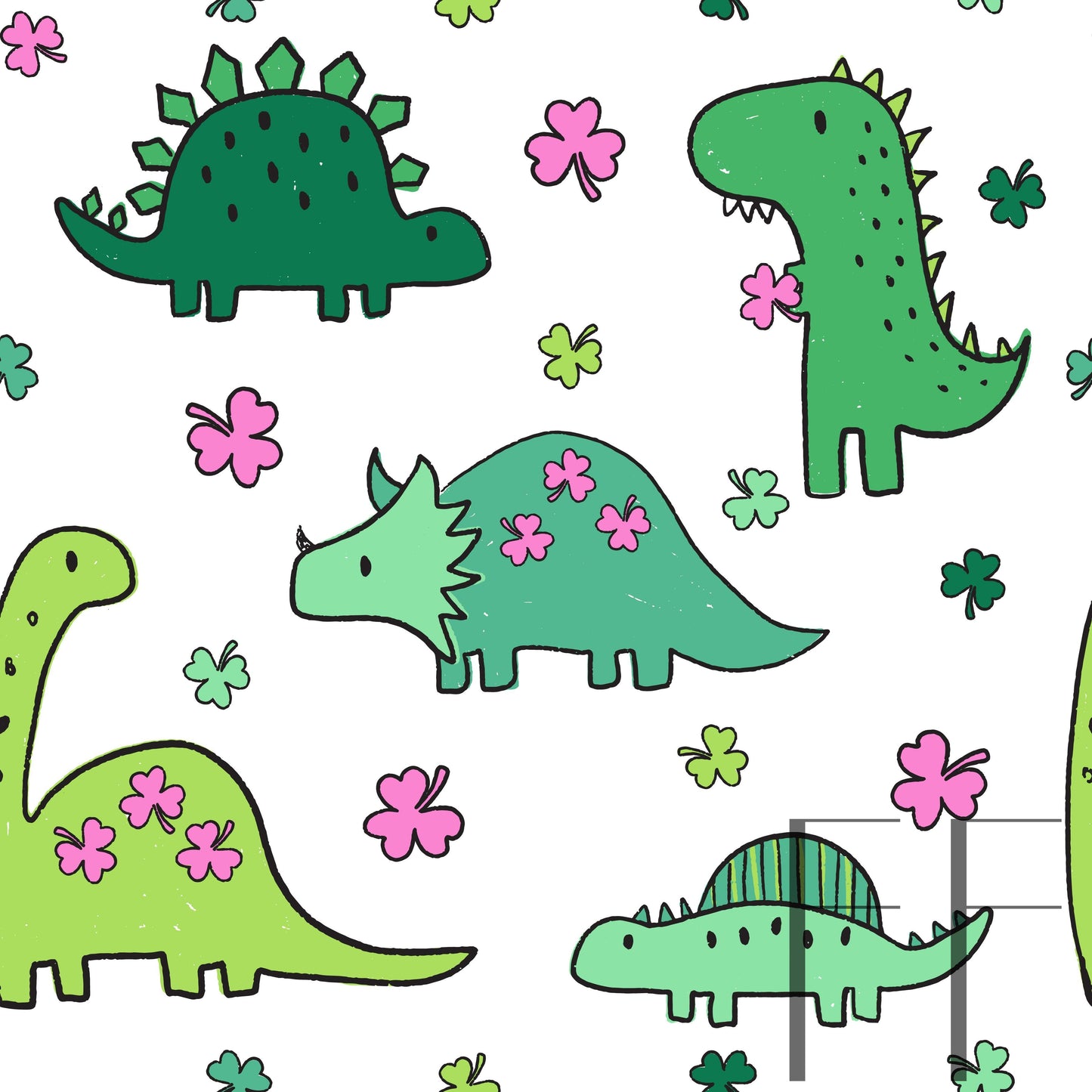 Lucky Irish Girl Dinosaurs white BG