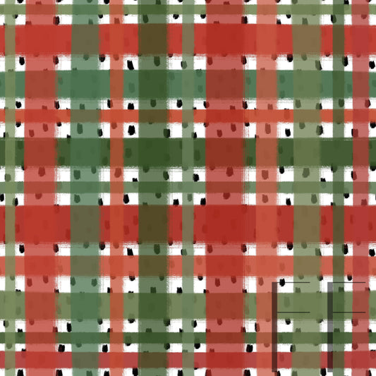 Painted Christmas Plaid Brush strokes Raspberry Pattern