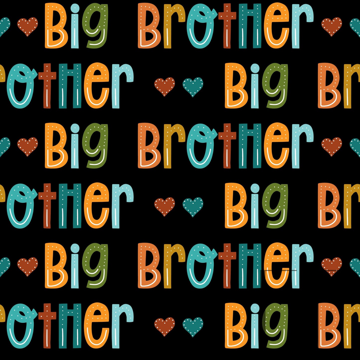 Big Brother Hearts Black Bg Raspberry Pattern