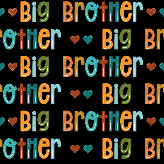 Big Brother Hearts Black Bg Raspberry Pattern