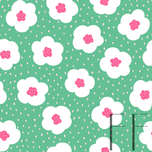 Summer Floral on Green Raspberry Pattern