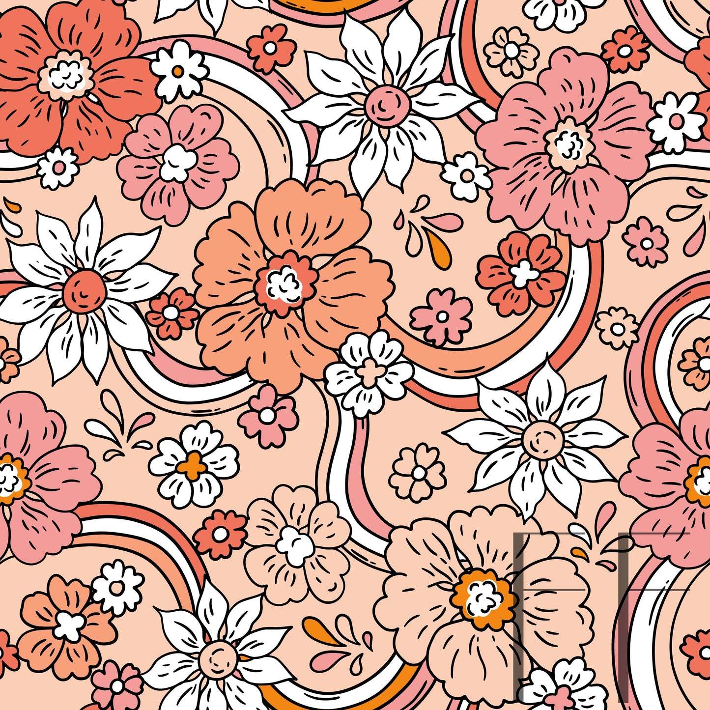 Summer Sorbet Floral Rainbow raspberry Pattern