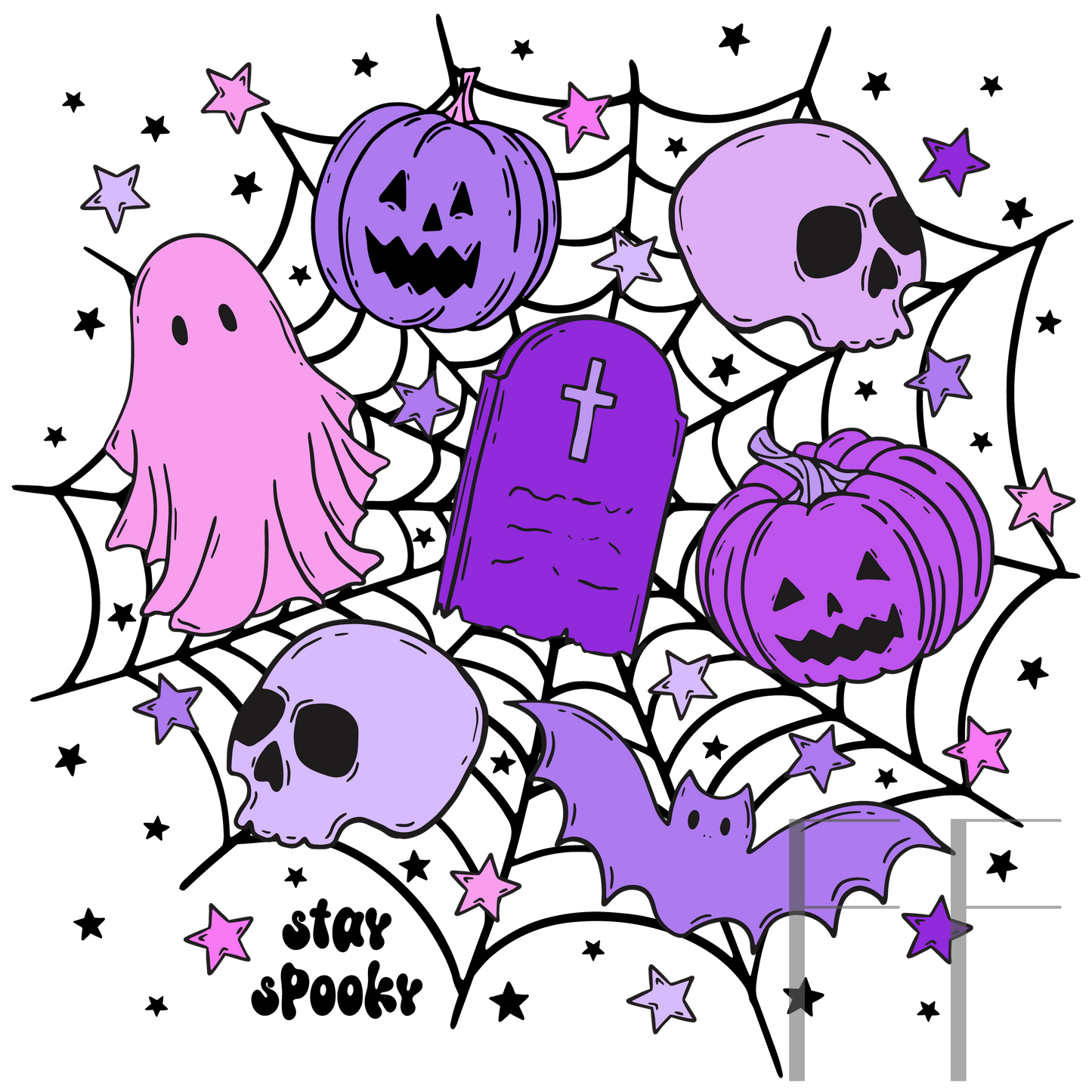 Stay Spooky Halloween Purple pink PNG raspberry pattern