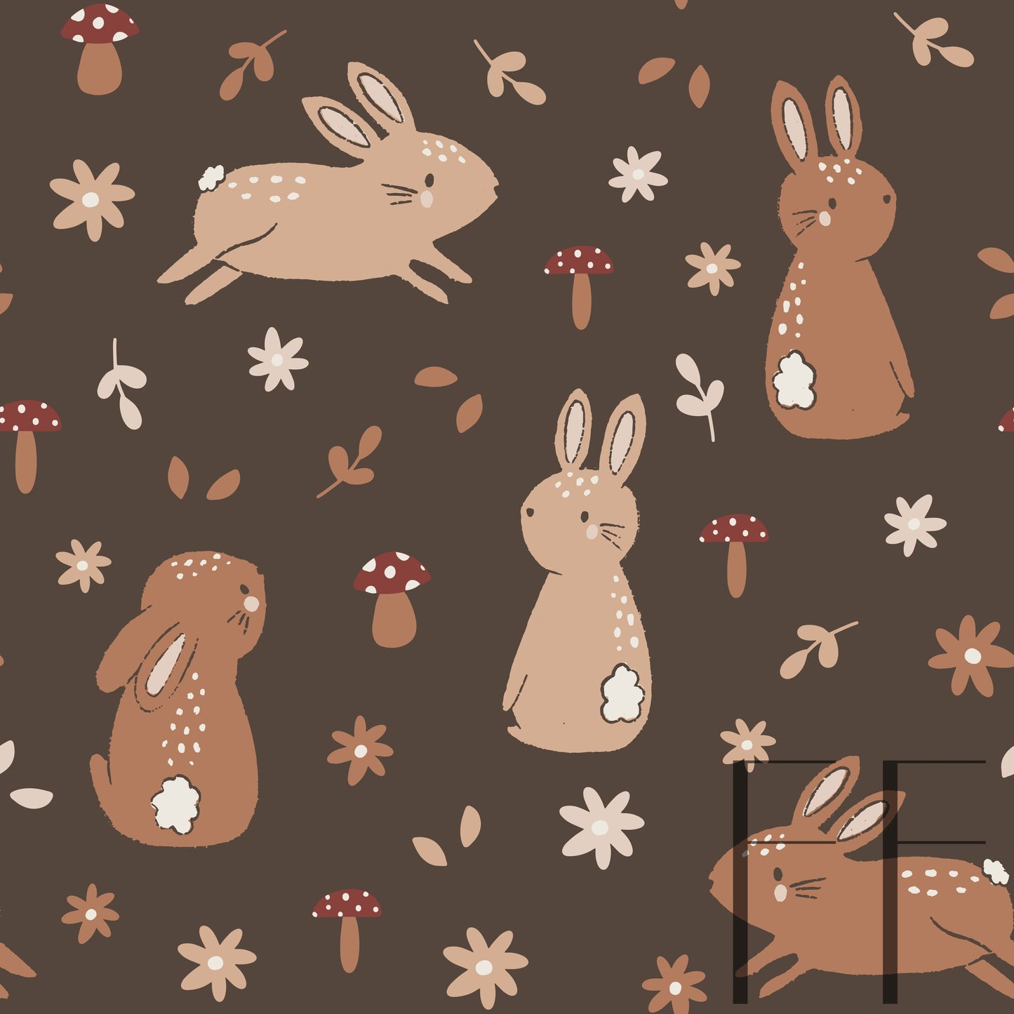 Sweet Bunnies on Chocolate raspberry Pattern