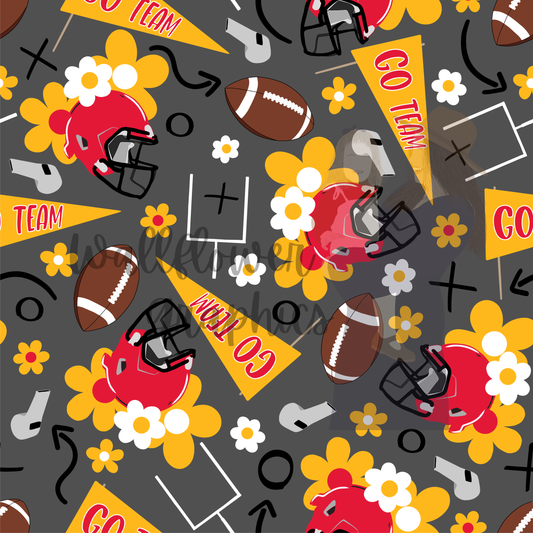 Red and Gold Floral Footballs