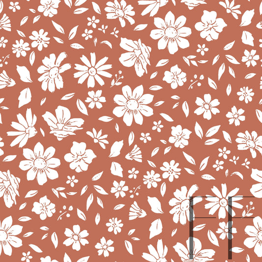 Vintage Florals Rust Raspberry Pattern