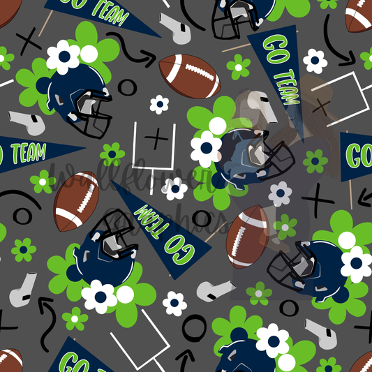 Navy and Green Floral Footballs