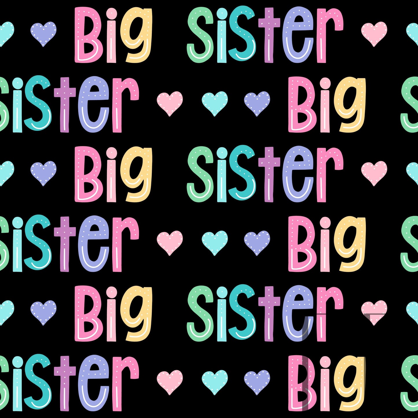 Big Sister Pastel Rainbow hearts raspberry Pattern