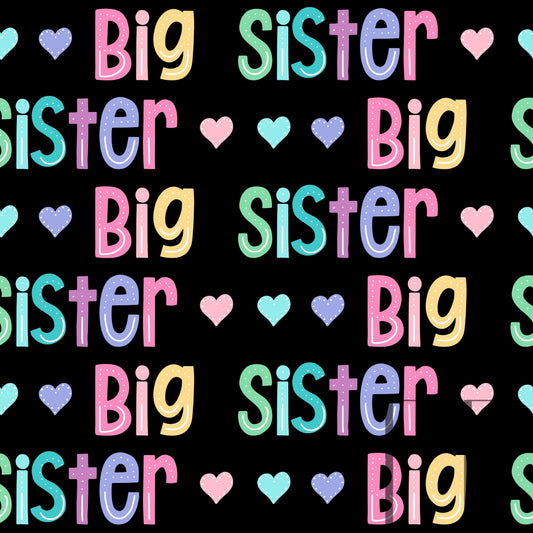 Big Sister Pastel Rainbow hearts raspberry Pattern