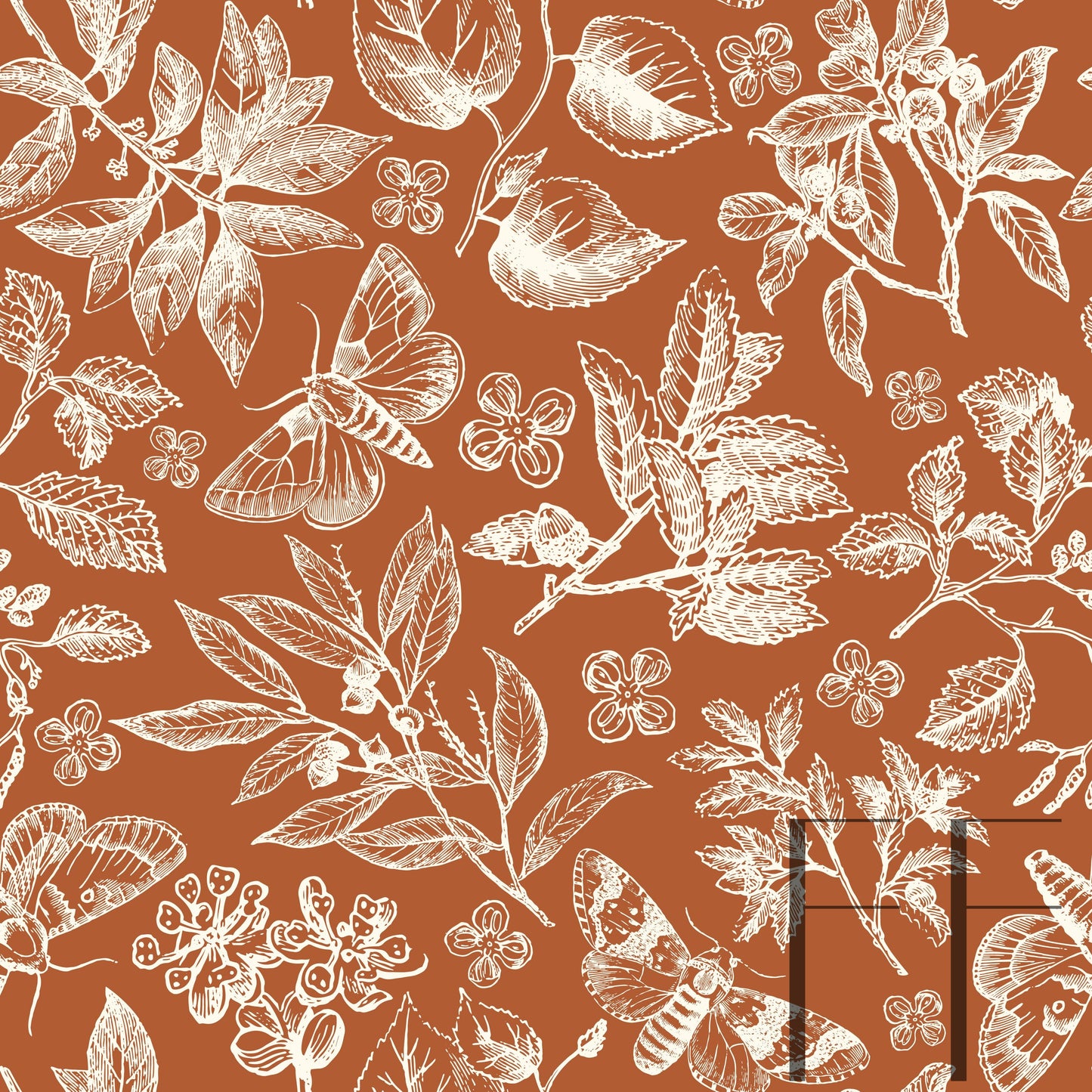 Boho Botanical Rust Raspberry Pattern