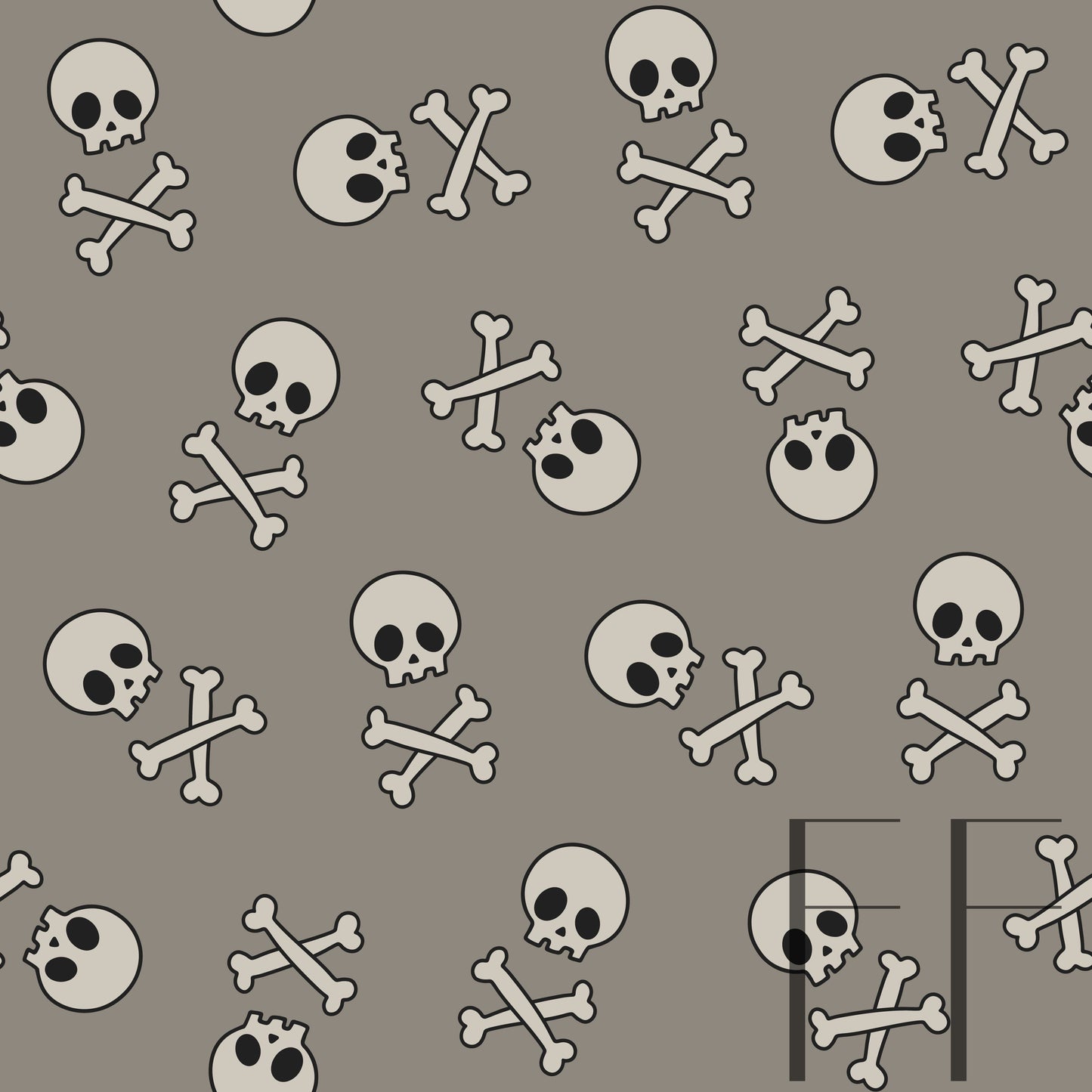 Muted Skulls grey raspberry pattern