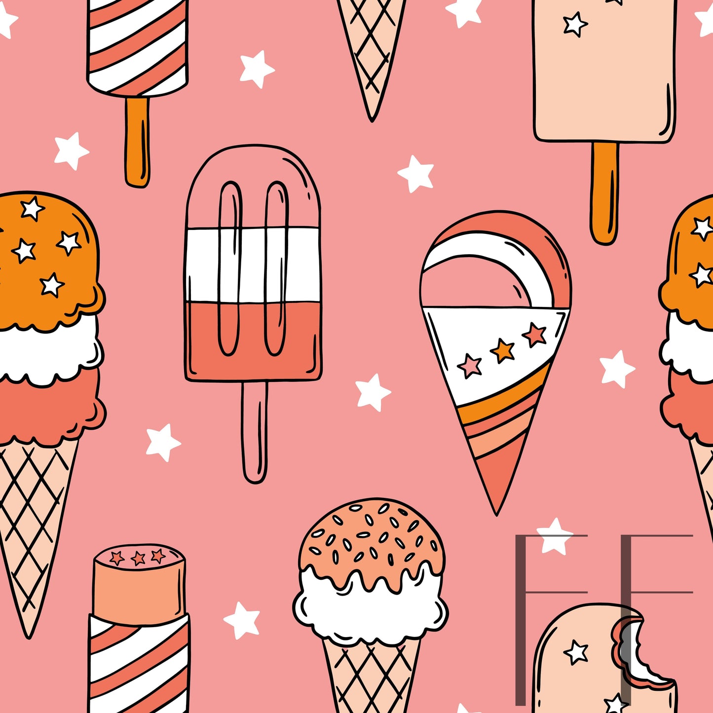 Summer Sorbet Ice Creams raspberry Pattern