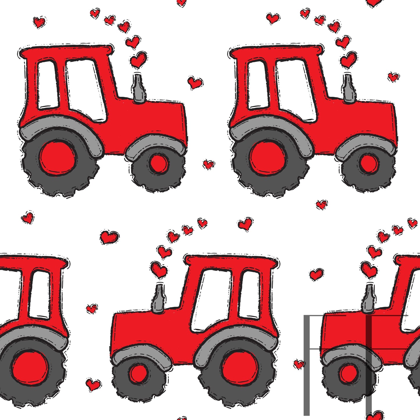 Valentine Tractors Red White Bg raspberry pattern