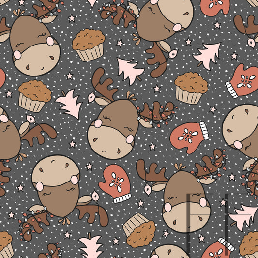 Girl Moose Muffins and raspberry Pattern