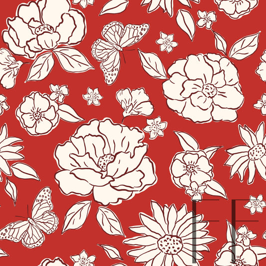 Blooming Red Raspberry Pattern