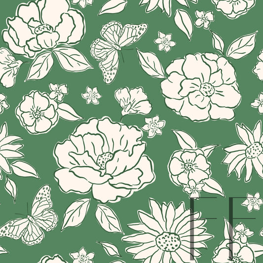 Blooming Green Raspberry Pattern