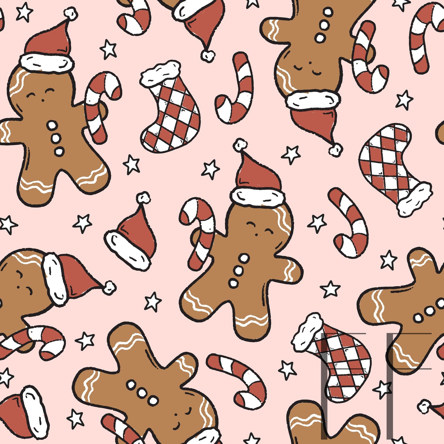 Cute Gingerbread Pink Raspberry Pattern